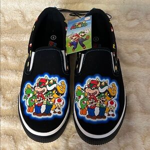 Nintendo Super Mario Kids Slip-On Sneakers - Unisex Size 4, New